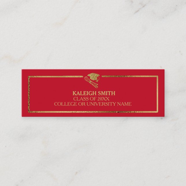 Personalizado Red Gold Graduación Insertar tarjeta (Anverso)