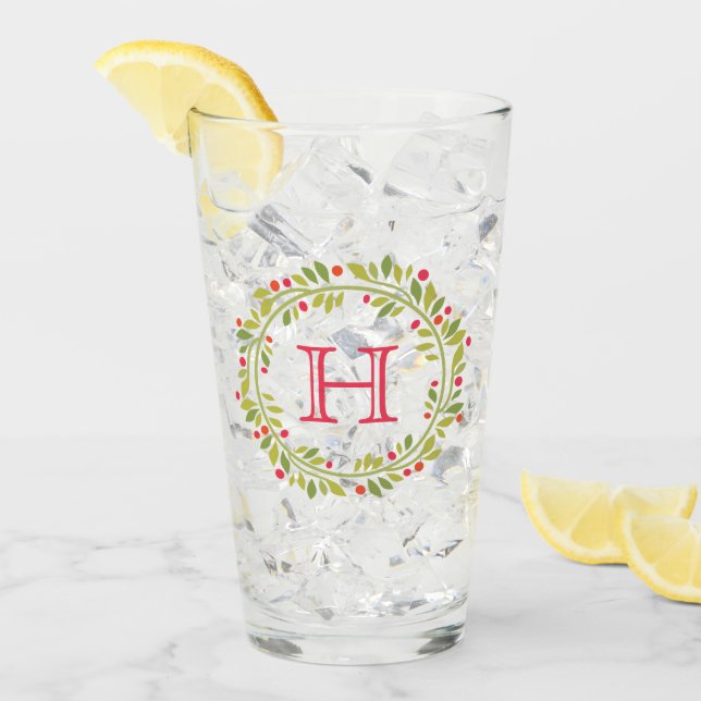 Personalizado Red Holly Berries Green Leaves Wreat (Anverso (hielo))