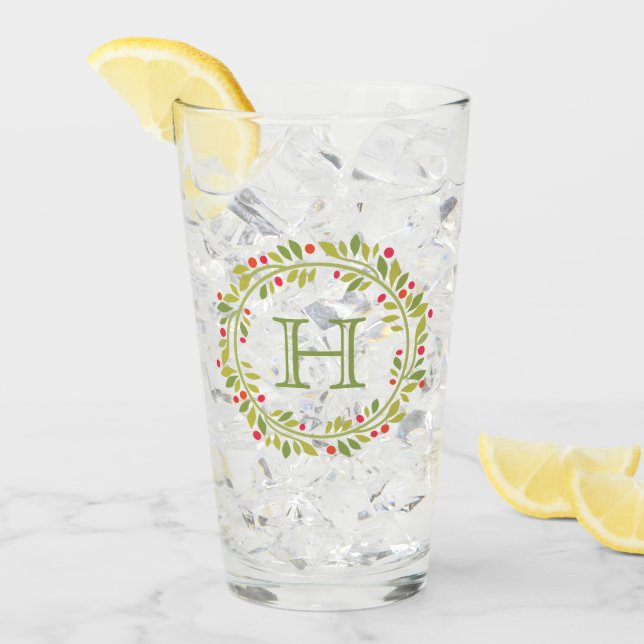 Personalizado Red Holly Berries Green Leaves Wreat (Anverso (hielo))