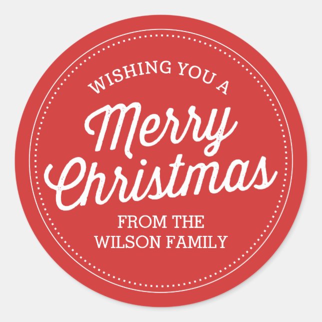 Personalizado Red Merry Pegatinas navideños (Anverso)