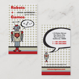 Personalizado Red Retro Robot Cute Niños Tarjeta d