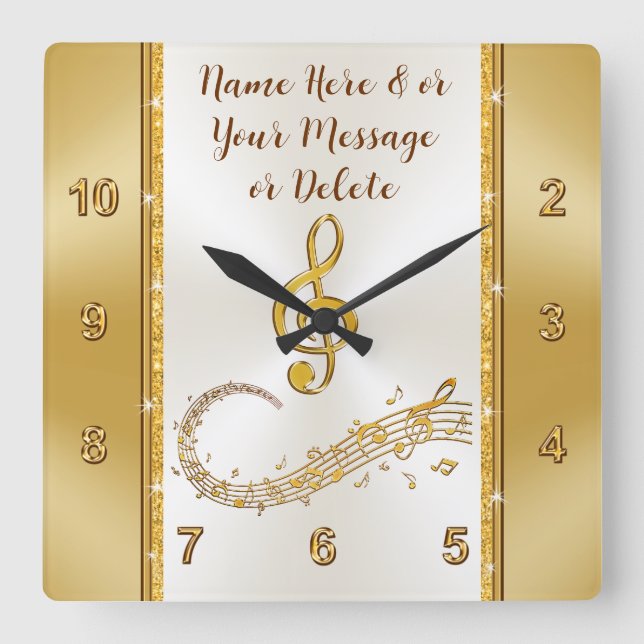 Personalizado, reloj de notas musicales, oro y mar (Anverso)
