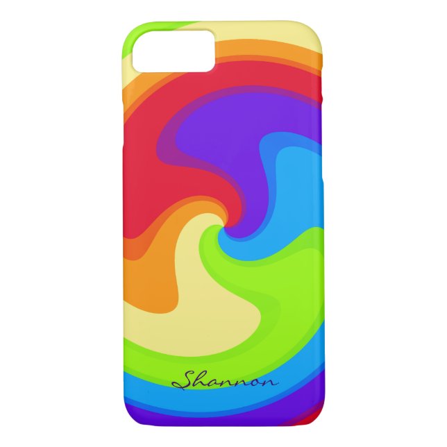 Personalizado Resumen funda de Rainbow Swirl iPhon (Reverso)