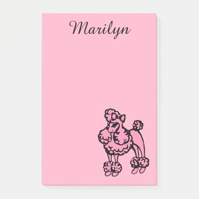 Personalizado Retro Pink French Poodle Post Notas  (Anverso)