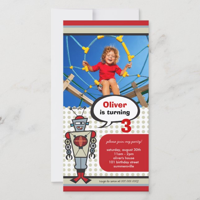 Personalizado Retro Robot Cute Niños Fiesta de Cum (Anverso)