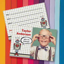 Personalizado Retro Robot Fun Niños Tarjeta de rep