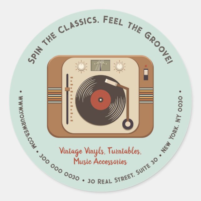 Personalizado Retro Vinyl Pegatina de negocios con (Anverso)