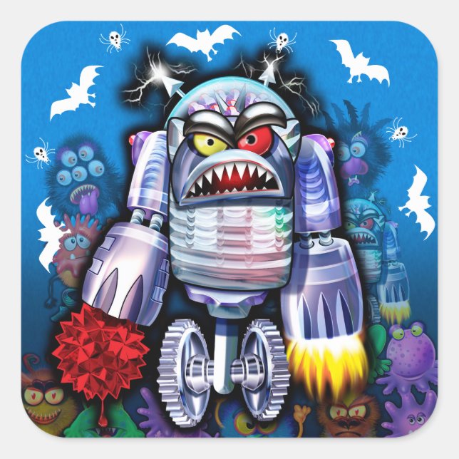 Personalizado Robo Monster Pegatina de Halloween. (Anverso)
