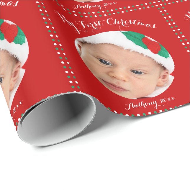 Personalizado rojo mi primer papel de ajuste de Na (Esquina del rollo)