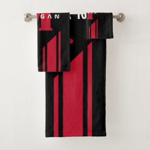 Personalizado rojo negro Monograma banda de rastri