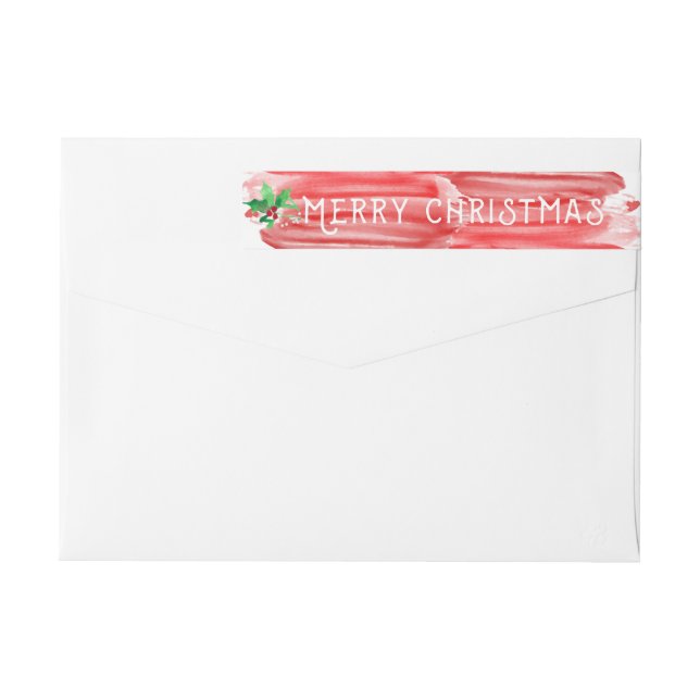 Personalizado rojo Painterly del acebo del navidad (Reverso)