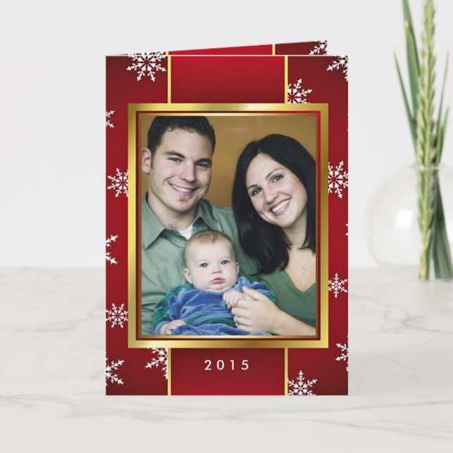 Personalizado rojo retro de la foto del navidad de (Anverso)