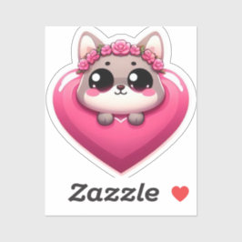 Personalizado rosa Pegatina del corazón animal