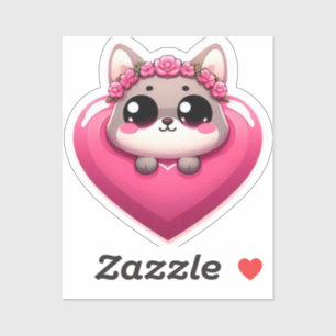 Personalizado rosa Pegatina del corazón animal
