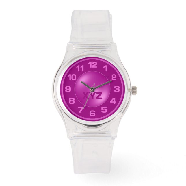 Personalizado Rosado quemado Iniciales relojes (Anverso)