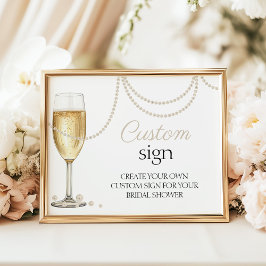 Personalizado Rótulo perlas prosecco señal de duch