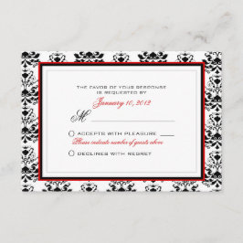 Personalizado RSVP de acento rojo blanco y negro D