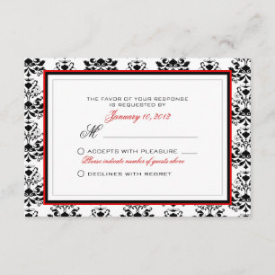 Personalizado RSVP de acento rojo blanco y negro D