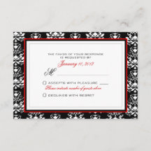 Personalizado RSVP de acento rojo negro y blanco d