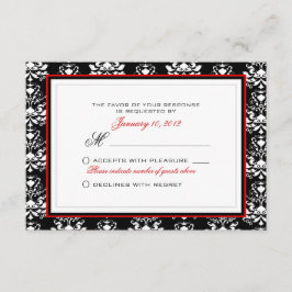 Personalizado RSVP de acento rojo negro y blanco d
