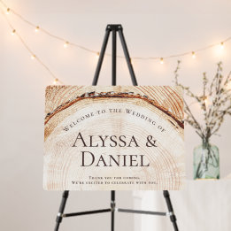 Personalizado Rustic Wood Cut Bienvenido al boda