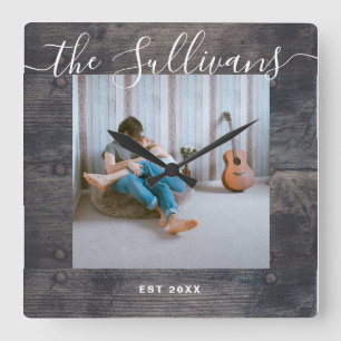 Personalizado rústico tu foto reloj de pared con 