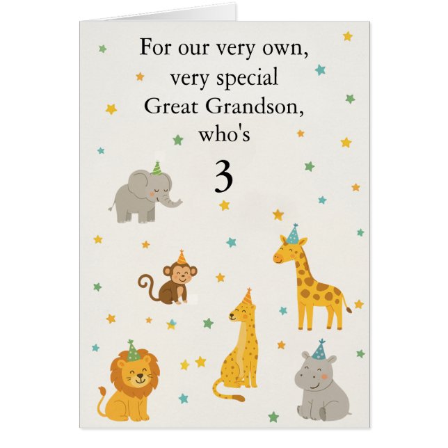 Personalizado Safari Animal Niños Edad Foto Tarjet (Frente)