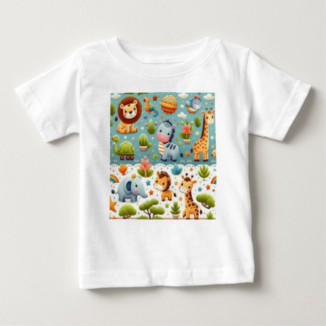 Personalizado Safari Animals Camiseta para bebés (Anverso)