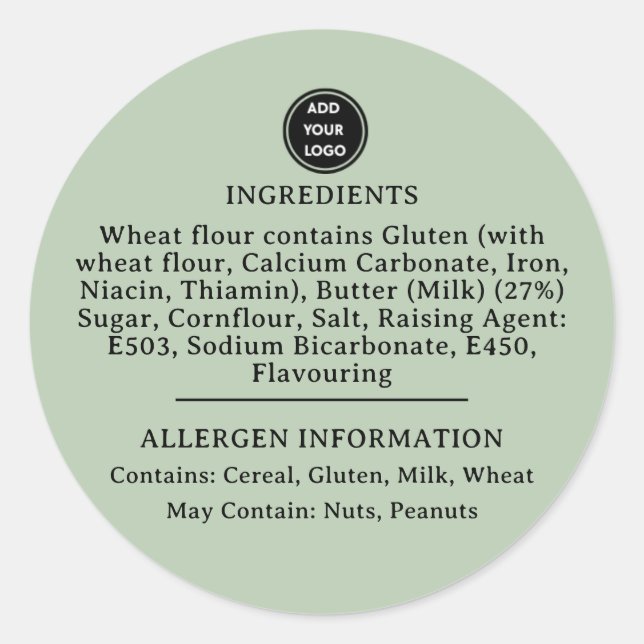 PERSONALIZADO Sage Green Allergy Alert Pegatina de (Anverso)