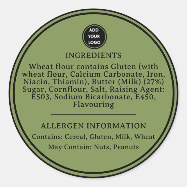 PERSONALIZADO Sage Green Allergy Alert Pegatina de (Anverso)