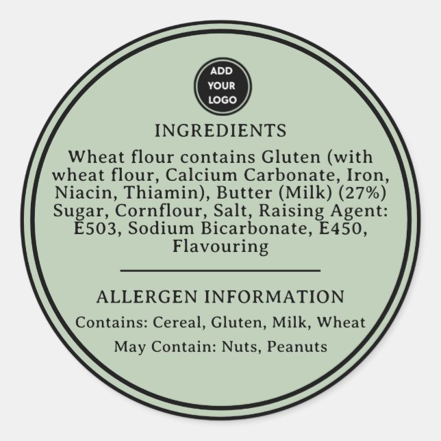 PERSONALIZADO Sage Green Allergy Alert Pegatina de (Anverso)