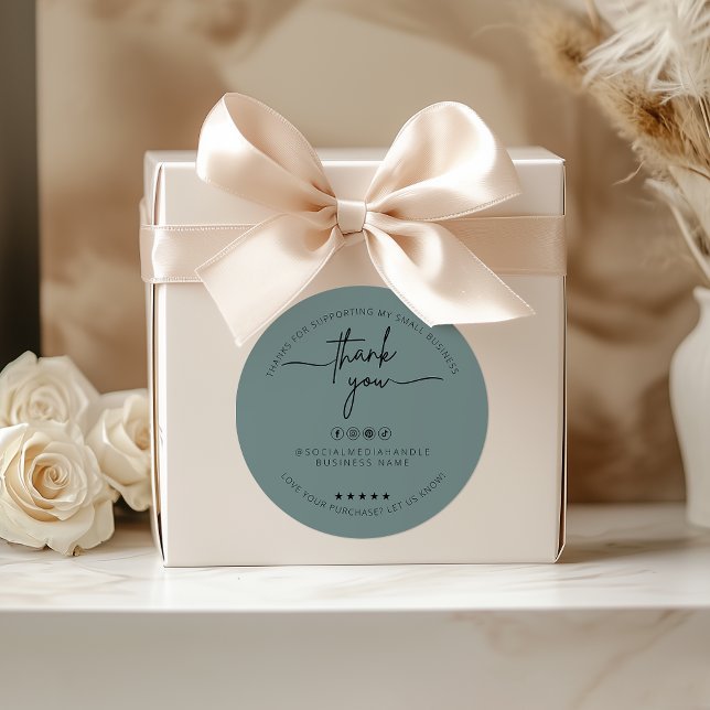 Personalizado Sage Green Pegatina Gracias Etiqueta (Custom Sage Green Sticker Thank You Label)