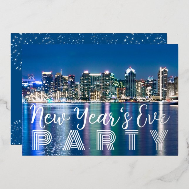 Personalizado San Diego NYE Fiesta Invitación al R (Anverso/Reverso)