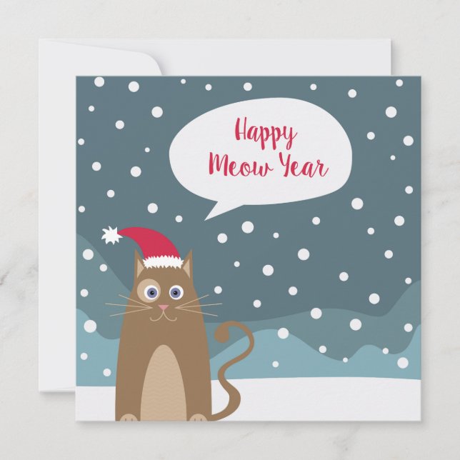 Personalizado santa cat en copos de nieve, feliz a (Anverso)