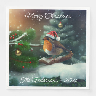 Personalizado Santa Robin en una servilleta de árb