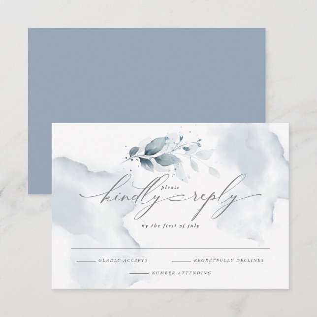 Personalizado Shelby RSVP Watercolor Foliage Dusty (Anverso / Reverso)