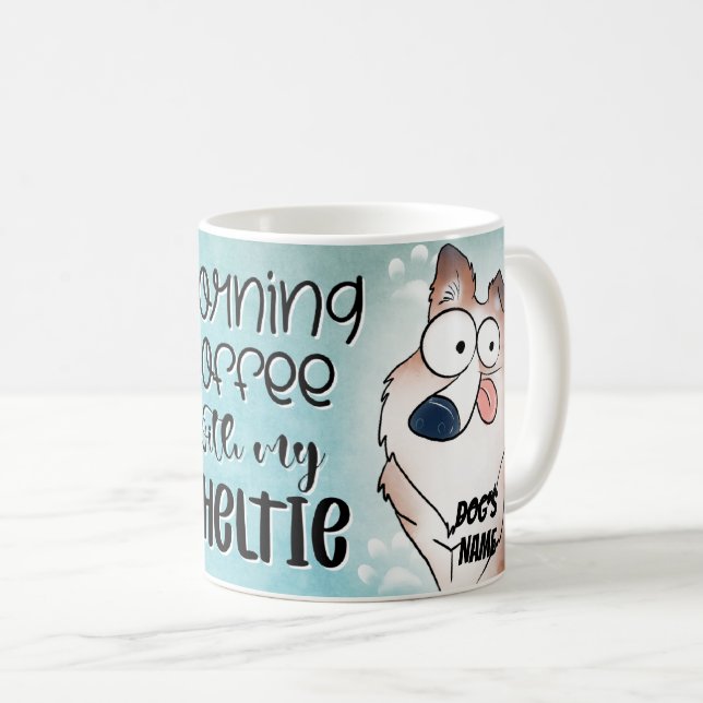Personalizado Sheltie Perro Mascota Café Mug, Copa (Anverso derecho)