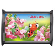 Personalizado sirviendo ladybug en la bandeja y ja