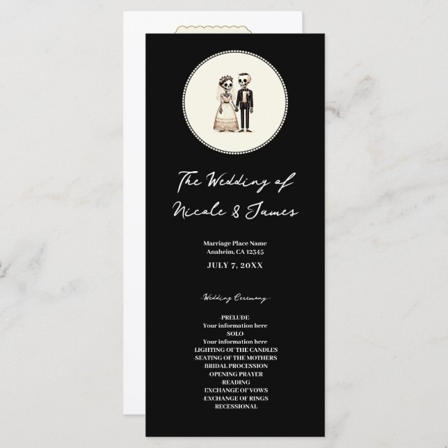 Personalizado Skeleton Bride + Groom Boda Menú (Anverso / Reverso)