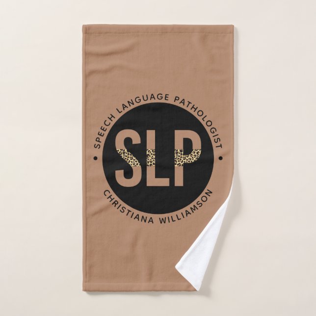 Personalizado SLP Speech Pathólogo Leopard Print G (Toalla de mano)