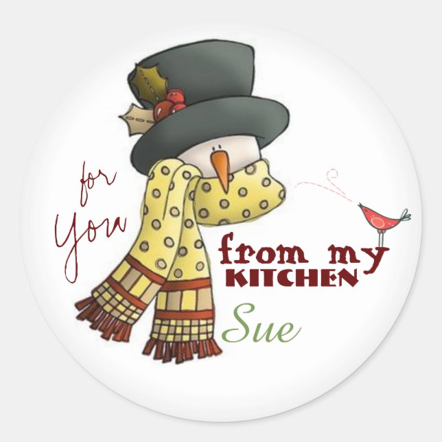 Personalizado Snowman Baking Pegatinas (Anverso)