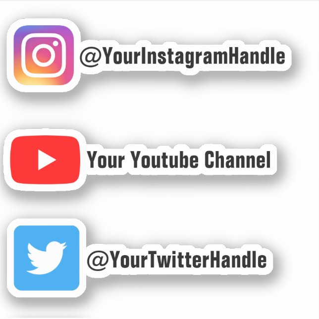 Personalizado Social Media Usuario Pegatina Pack d (Anverso)