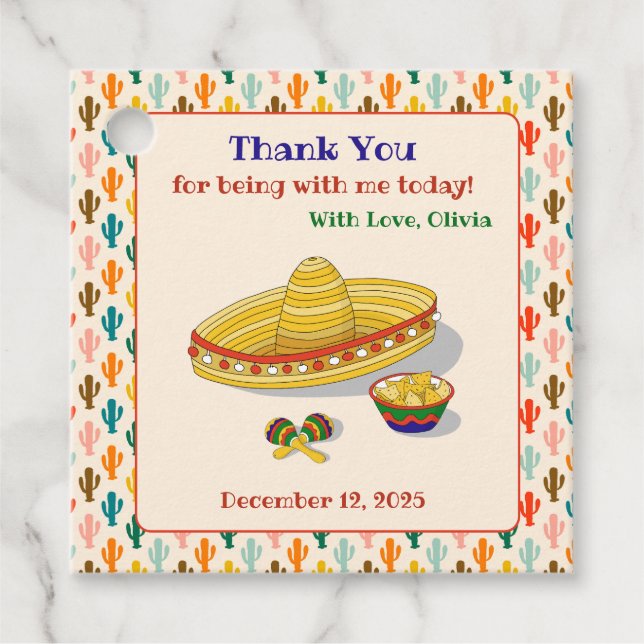 Personalizado Square Fiesta Etiqueta de agradecimi (Anverso)