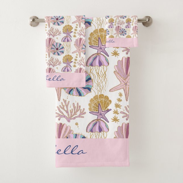 Personalizado Starfish Seashell Azul morado rosa N (In situ)