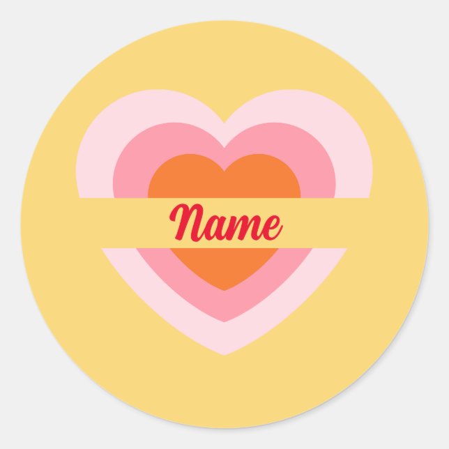Personalizado Su Nombre Pegatina Etiqueta Corazón  (Anverso)