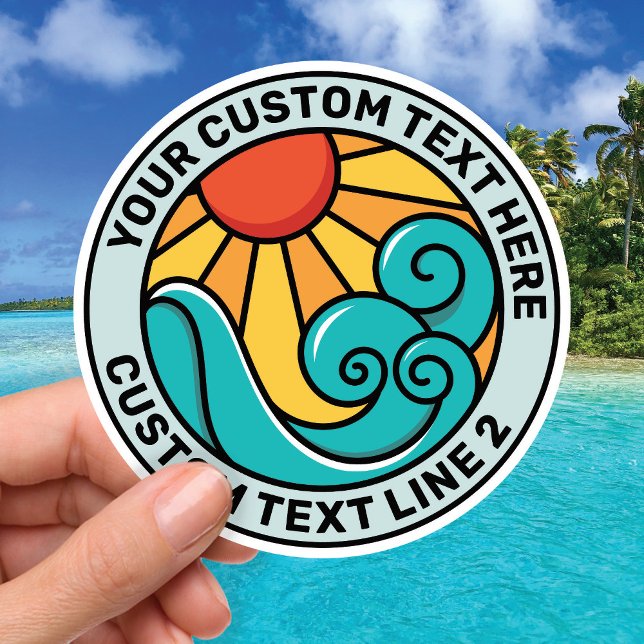 Personalizado Sun y Pegatina Surf - Recorrido (Add Your Own Text)