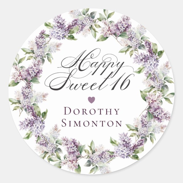 Personalizado Sweet 16 Sello para sobres Purple Li (Anverso)