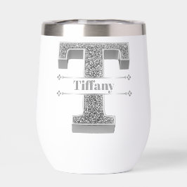 Personalizado T Monograma De Plata Inicial Su Nomb