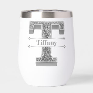 Personalizado T Monograma De Plata Inicial Su Nomb