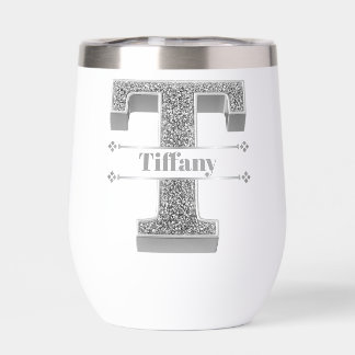 Personalizado T Monograma De Plata Inicial Su Nomb